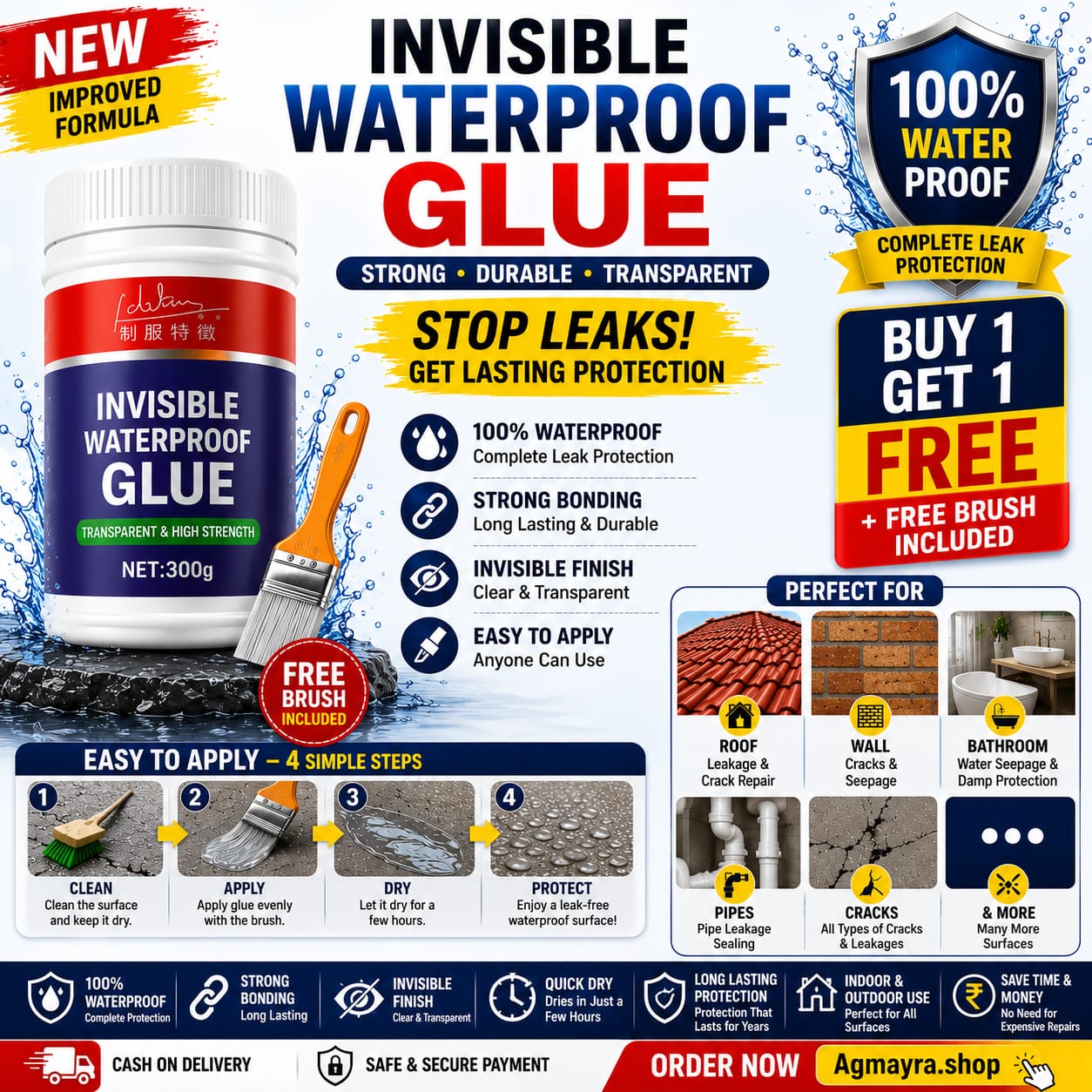 Invisible Waterproof Glue Buy 1 Get 1 Free With Brush