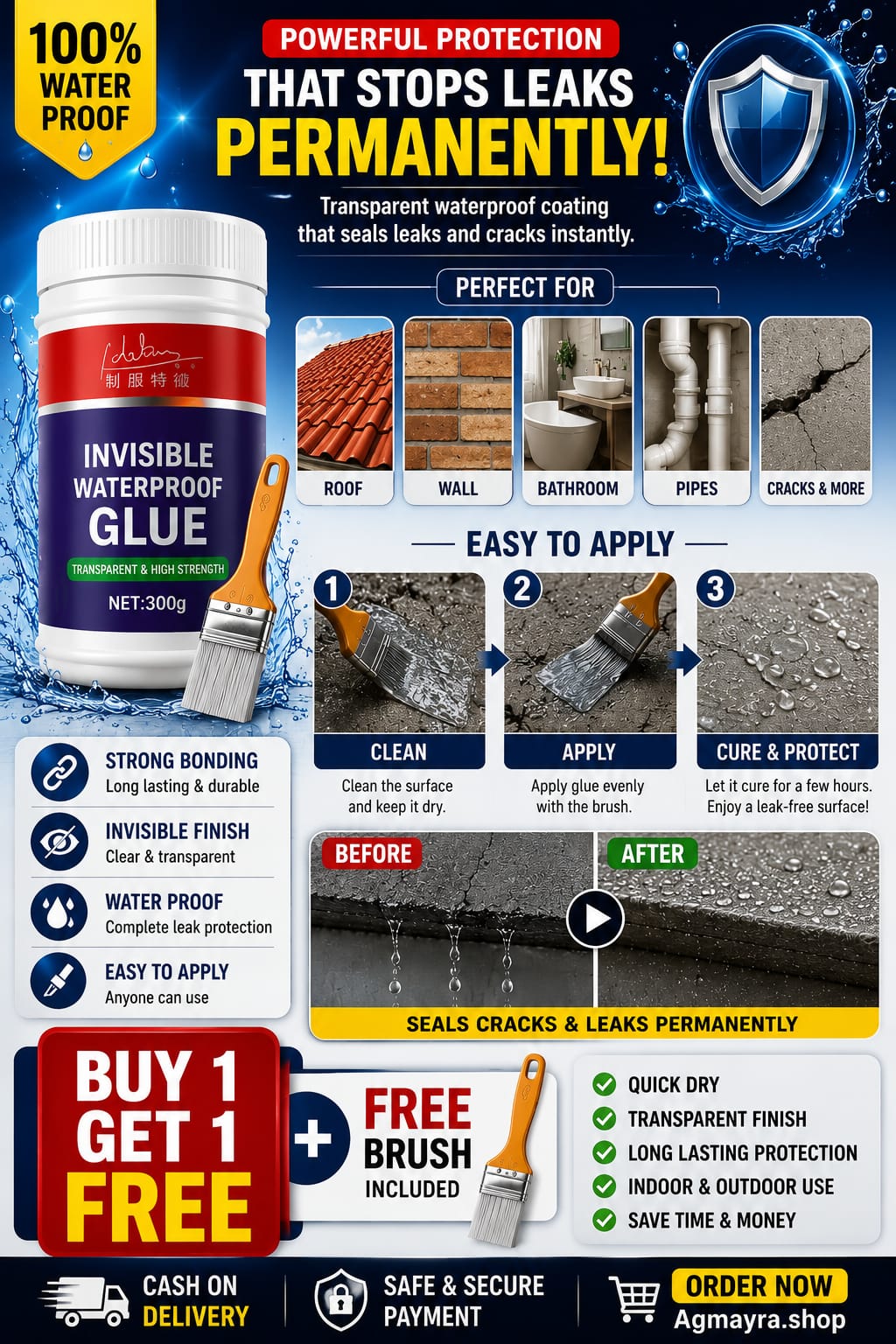 Invisible Waterproof Glue Buy 1 Get 1 Free With Brush