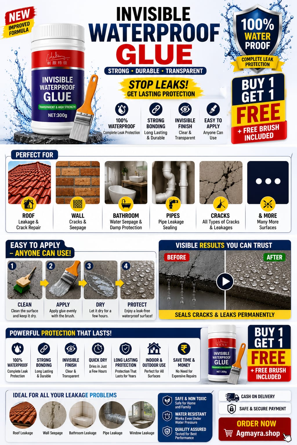 Invisible Waterproof Glue Buy 1 Get 1 Free With Brush