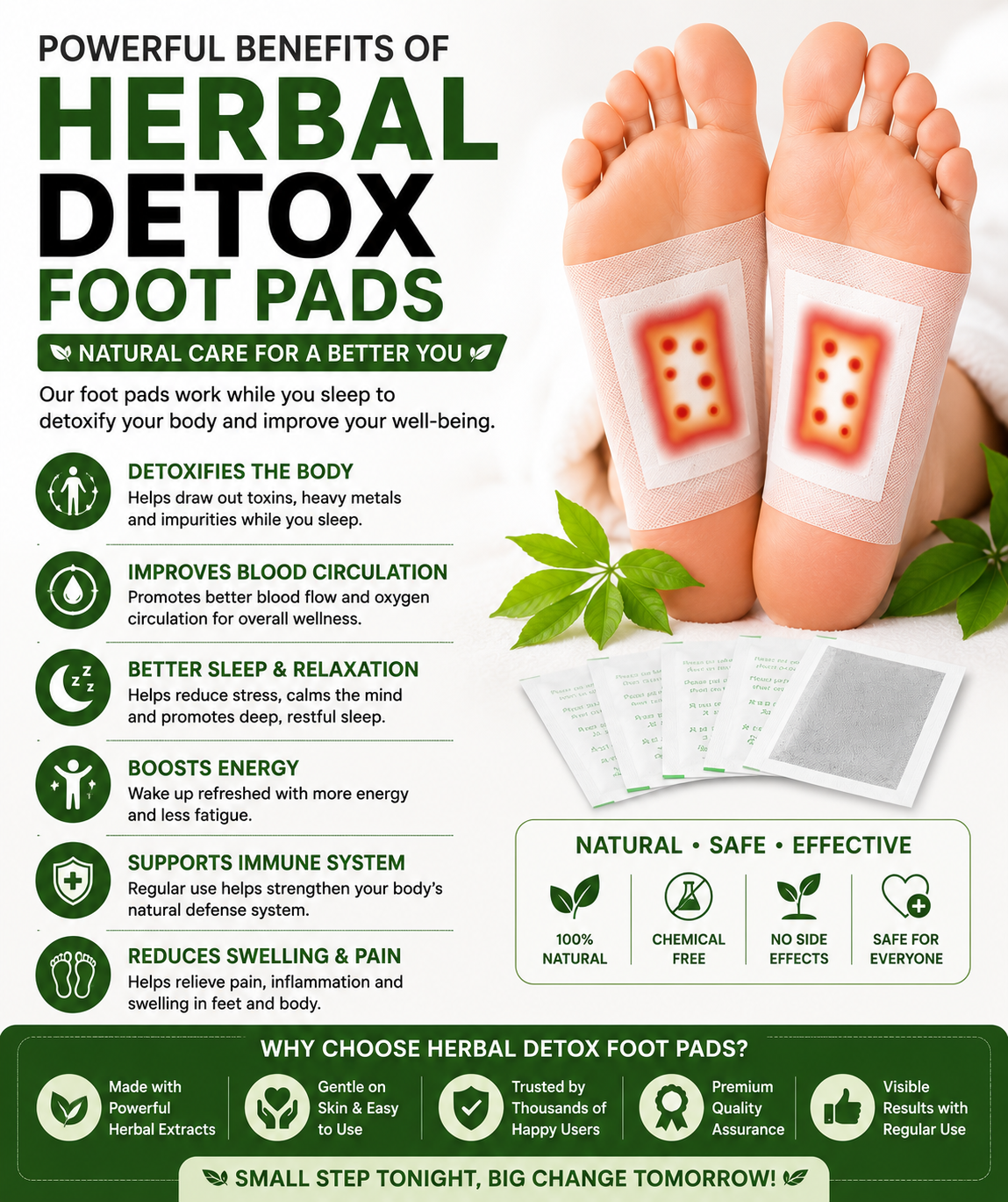 Herbal Premium Detox Foot Pads | Natural Foot Detox Patch | Buy 1 Get 1 Free