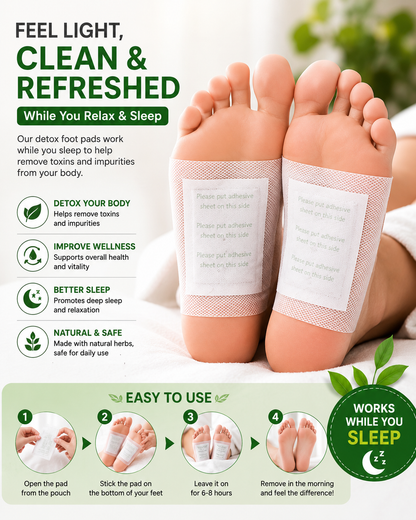 Herbal Premium Detox Foot Pads | Natural Foot Detox Patch | Buy 1 Get 1 Free